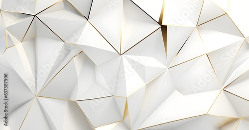 White abstract background with polygon gold lines very attractive and luxury Generative AI