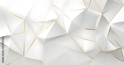 White abstract background with polygon gold lines very attractive and luxury Generative AI