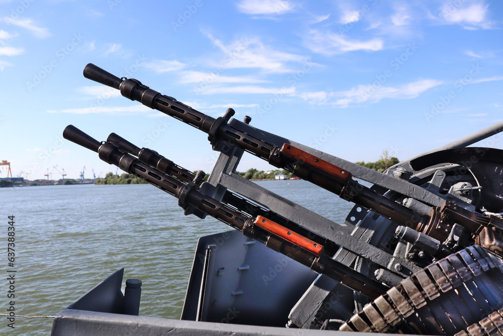 gun on a military boat