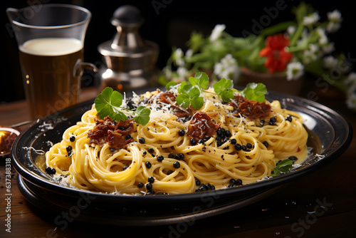 Italian main Course Spaghetti alla Carbonara photo