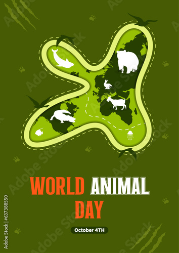 Wallpaper Mural Poster Template World Animal Day With Flora and Fauna Vector Illustration 1.4 Torontodigital.ca