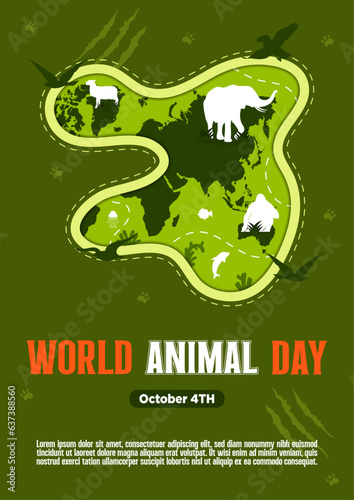 Wallpaper Mural Poster Template World Animal Day With Flora and Fauna Vector Illustration 1.5 Torontodigital.ca