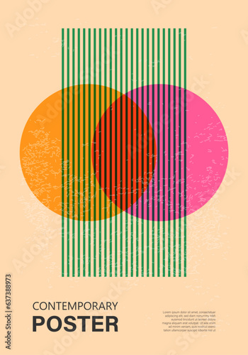 Trendy contemporary poster, risograph aesthetics, riso print effect