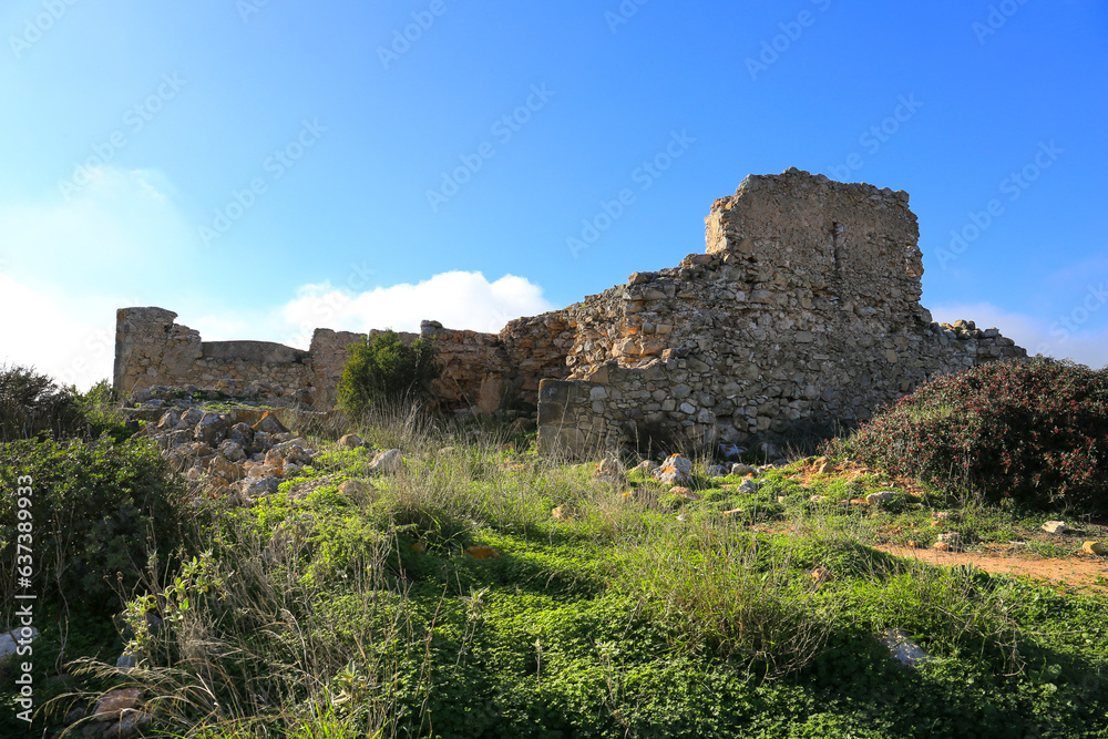 Remains of Almadena Fortress at The Algarve coast in Portugal