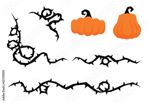 Halloween pumpkin and vine