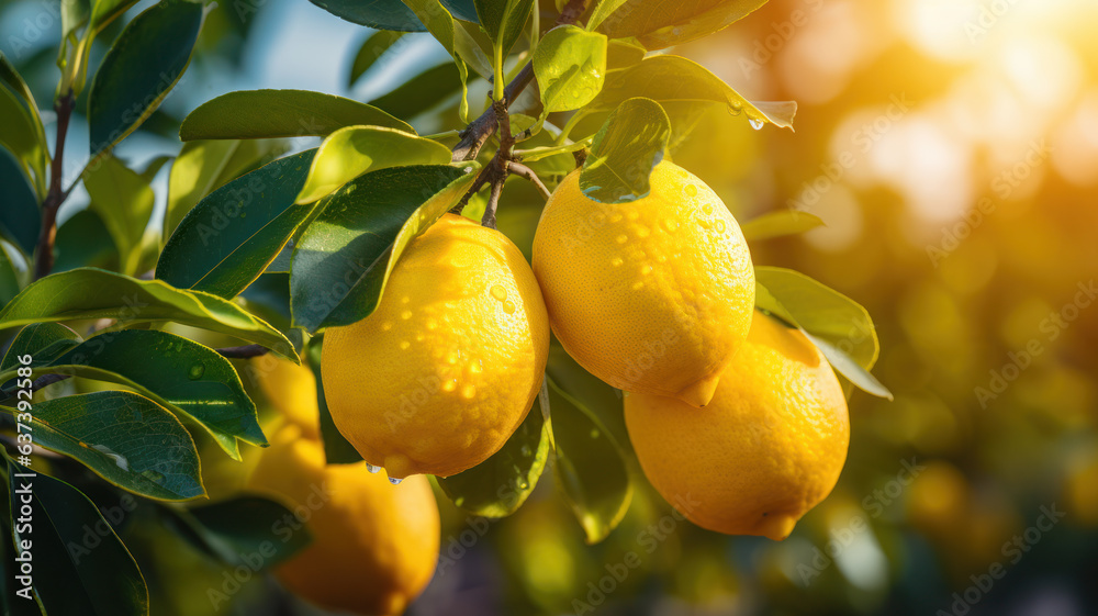 Fresh Lemons on a Tree