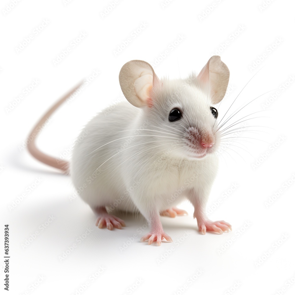A cute white mouse standing on its hind legs created with Generative AI technology