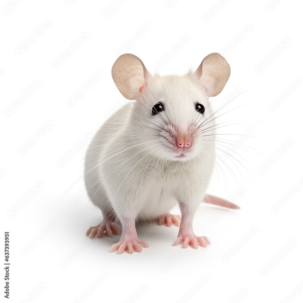 A white rat with a distinctive round nose created with Generative AI technology