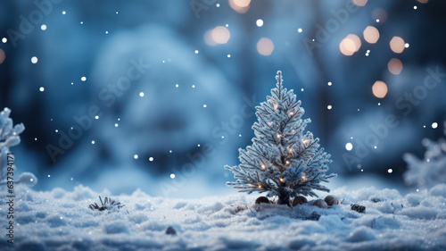 Christmas Winter Scene with Dreamy Bokeh and Snow © M.Gierczyk