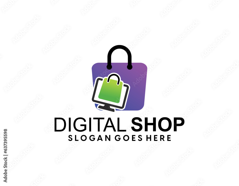 Shopping bag icon for online shop business logo with text \ Shopping bag icon for online shop business logo with text \
