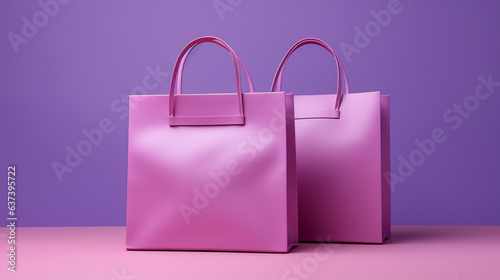 two shopping bags, in the style of bold chromaticity, photorealistic industrial and product design
