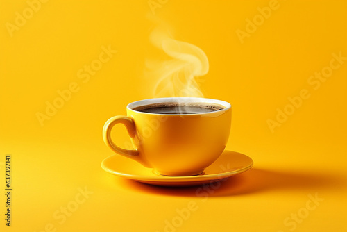 yellow cup of coffee on a yellow background