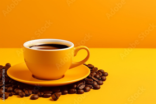 yellow cup of coffee on a yellow background