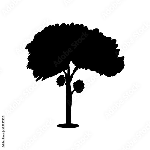 Tree icon silhouette. Isolated tree on white background.