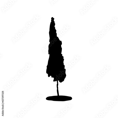 Tree icon silhouette. Isolated tree on white background.