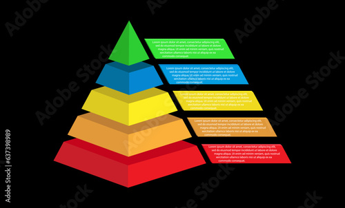 Pyramid of success of five sections. Infographics for presentations of applications and website
