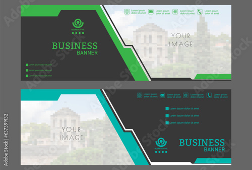 Business banner. A set of colored horizontal templates with space for a photo, illustration or corporate image. Layout of a modern catalog cover, brochure, project or creative idea