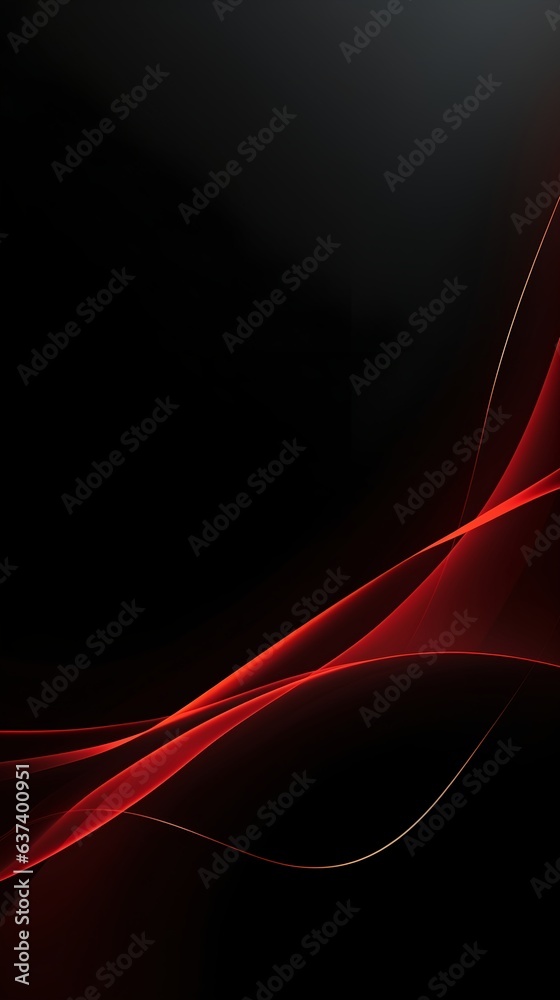 Black background wallpaper for phone with red wavy lines