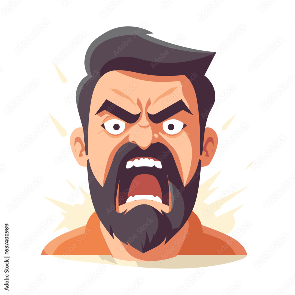 Frustrated emoji vector,  with a angry expression, vector illustration.