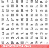 100 constructor icons set. Outline illustration of 100 constructor icons vector set isolated on white background