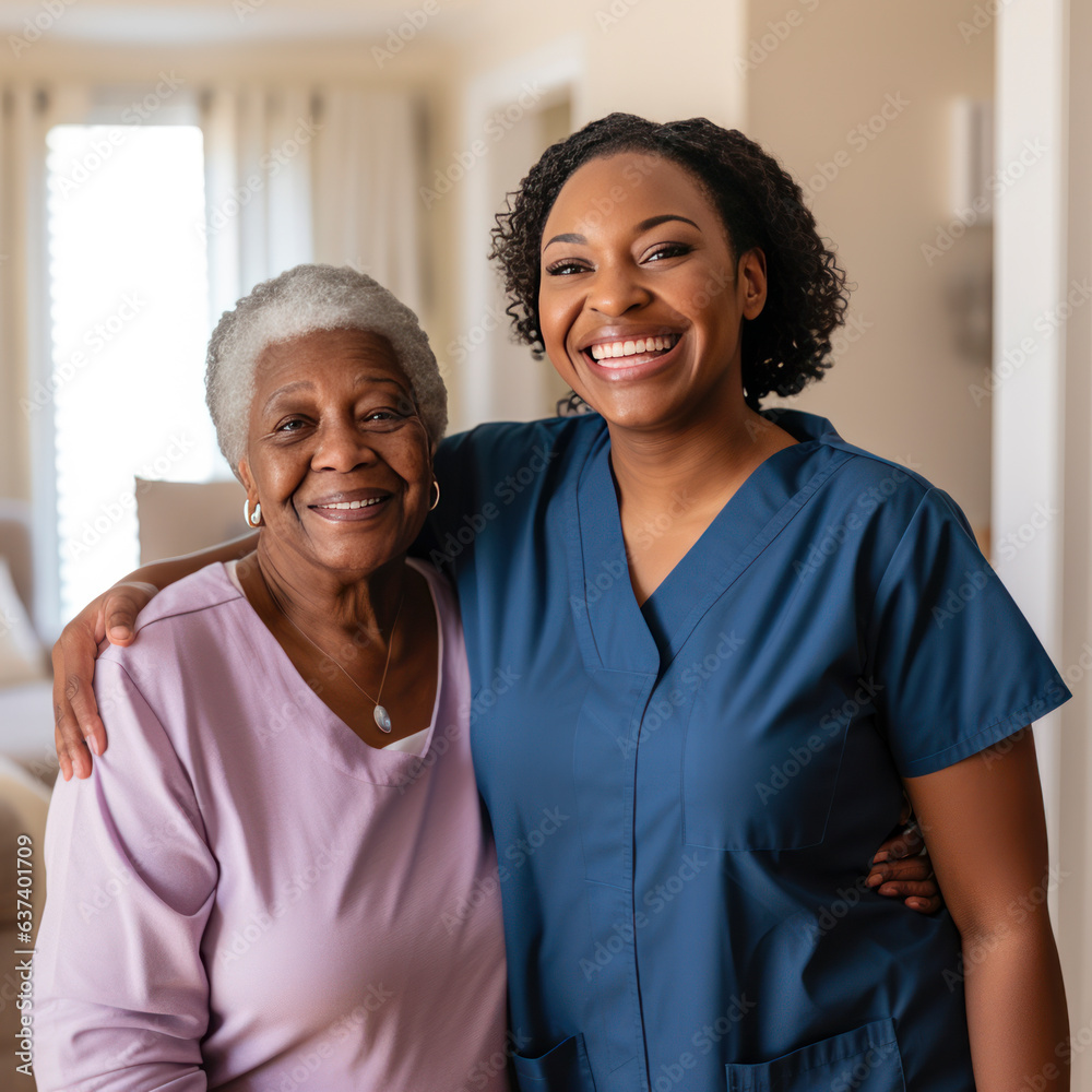 lifestyle photo African American night nurse with patient lifestyle photo African American night nurse with patient