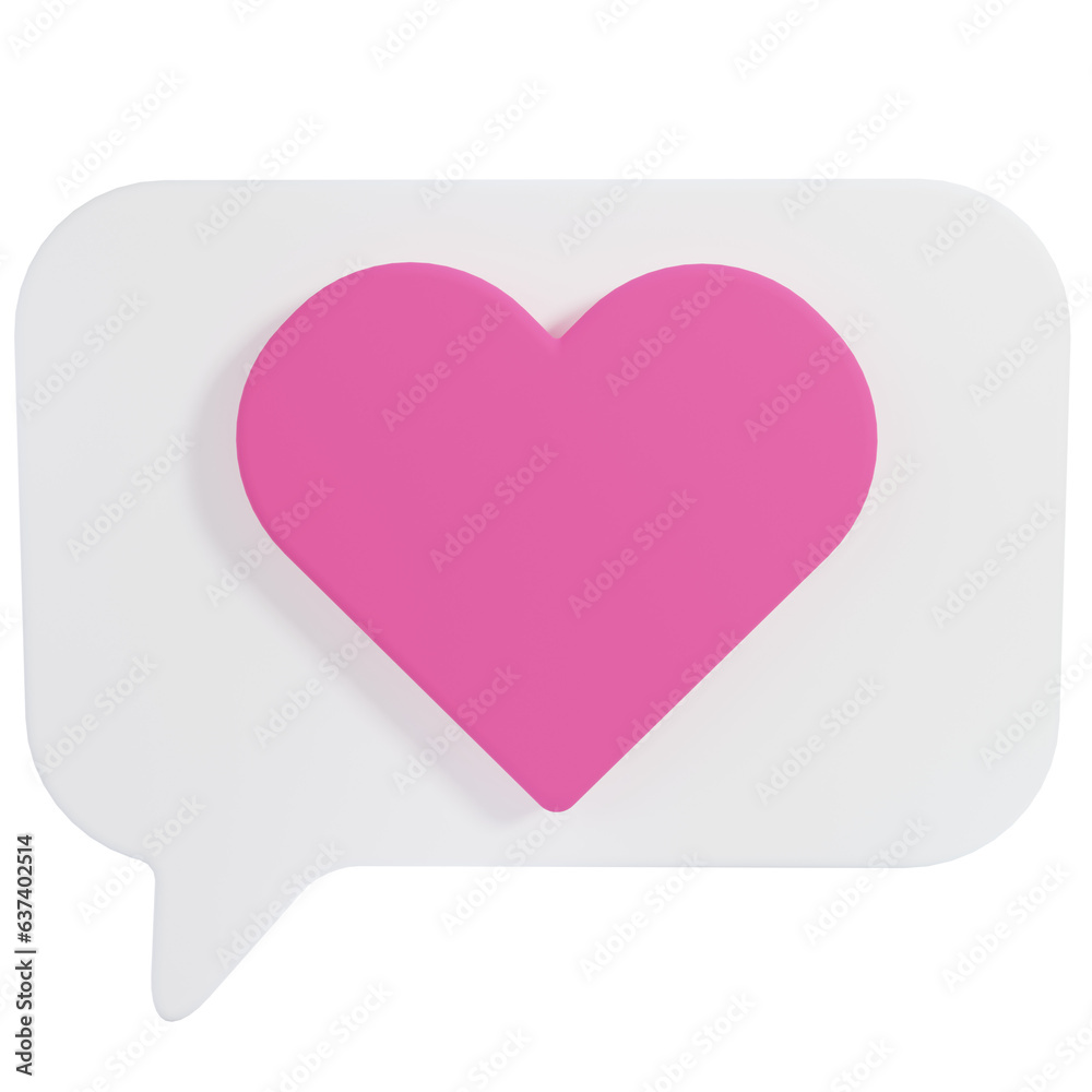 3D love message icon, like concept