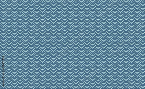 ラフなテイストの青海波のパターン素材