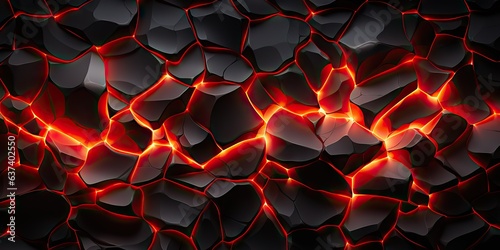 Molten lava texture background. Ground hot lava. Burning coals, crack surface. Abstract nature pattern, glow faded flame. 3D Render Illustration.