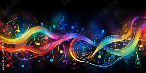 abstract colorful music background with notes 