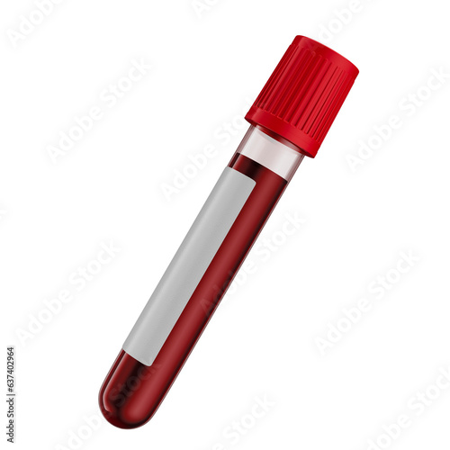 Photos test tube with red blood and transparent background premium 3d render