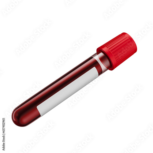 test tube with red blood and transparent background premium 3d render