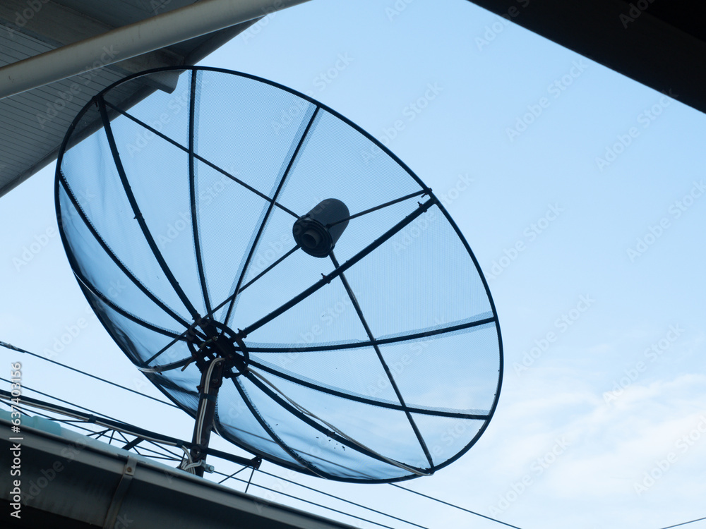 satellite dish radio radar sky blue background copy space technology television science equipment astronomy network signal wireless digital antenna broadcast connection global cable electronic modern
