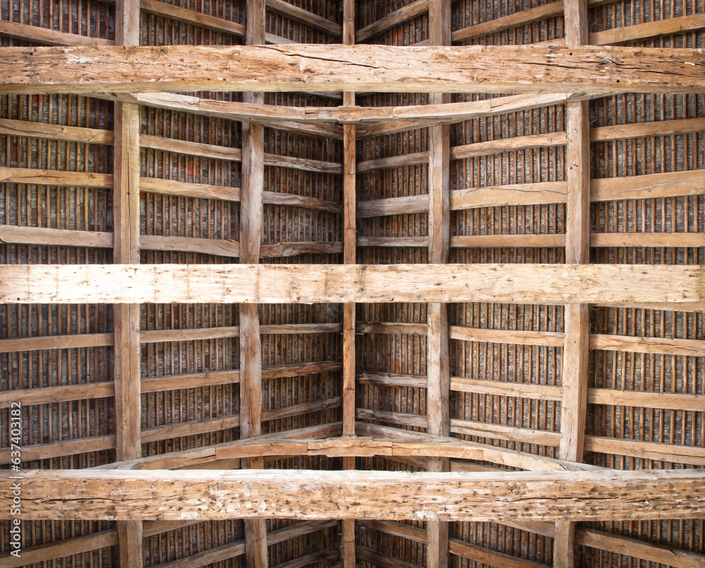 Wooden beam structure in an old object Wooden beam structure in an old object