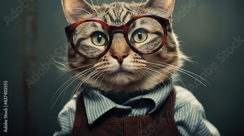 A cat wearing glasses 