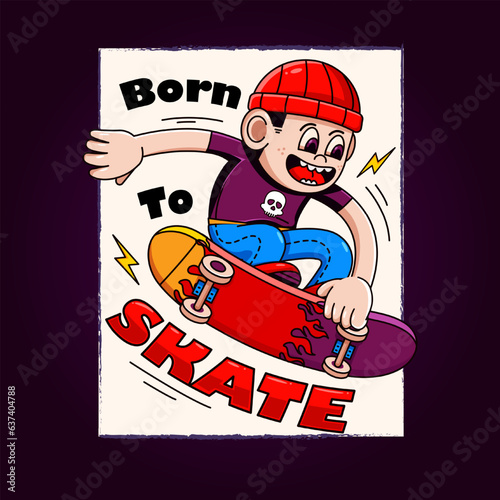 Boy on a skateboard. Perfect for logos, mascots, t-shirts, stickers and posters