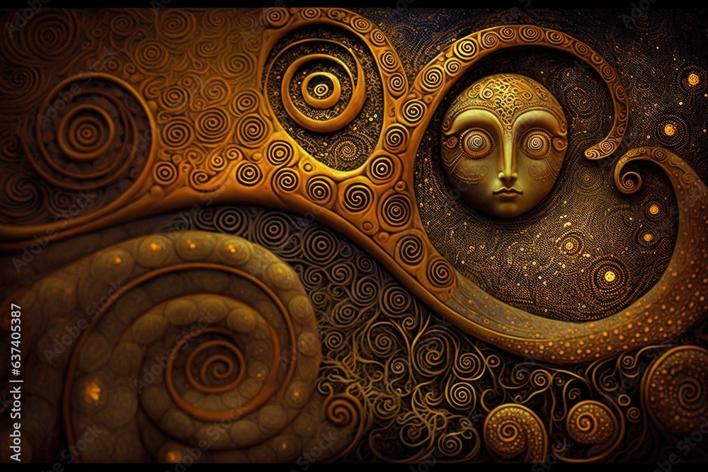 Abstract fixed fractal for creative design with mask looks like a human face Abstract fixed fractal for creative design with mask looks like a human face