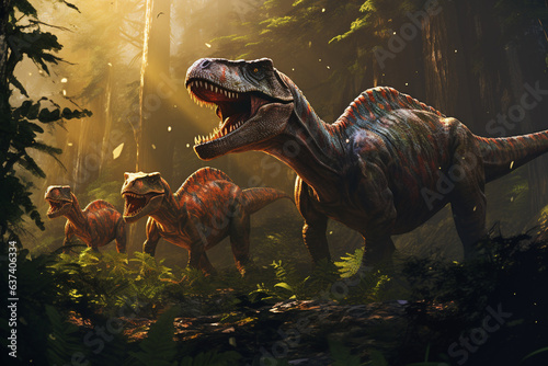Photo dinosaur in jungle