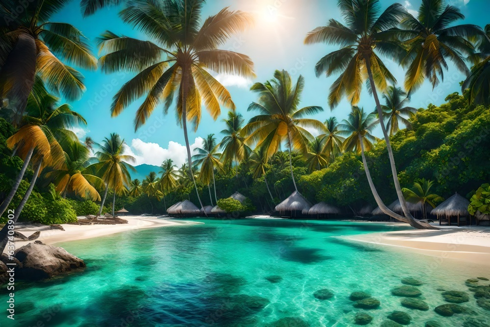 beach with palm trees