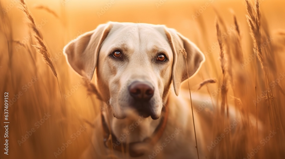 portrait of a beautiful dog in the field Generative AI, AI Generated portrait of a beautiful dog in the field Generative AI, AI Generated