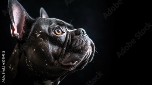 french bulldog portrait on black background Generative AI, AI Generated