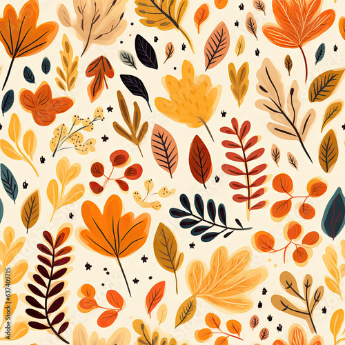 Cute Fall Colors and Textures Digital Painting. Seamless tileable pattern. Generative AI.