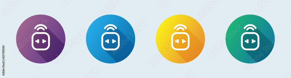 Smart plug line icon in flat design style. House control signs vector illustration.