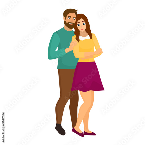 Lovely couple hugging. Sweet young couple cuddling, romantic date vector illustration © lembergvector