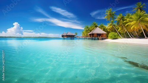 wonderful landscape with a paradise island tropical beach, ai tools generated image