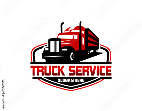 Truck silhouette abstract logo template vector suitable for logistic or automotive truck service company
