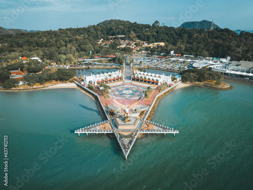 Aerial view of Langkawi Eagle Square from the front (Dataran Lang) in Langkawi, Kedah, Malaysia 