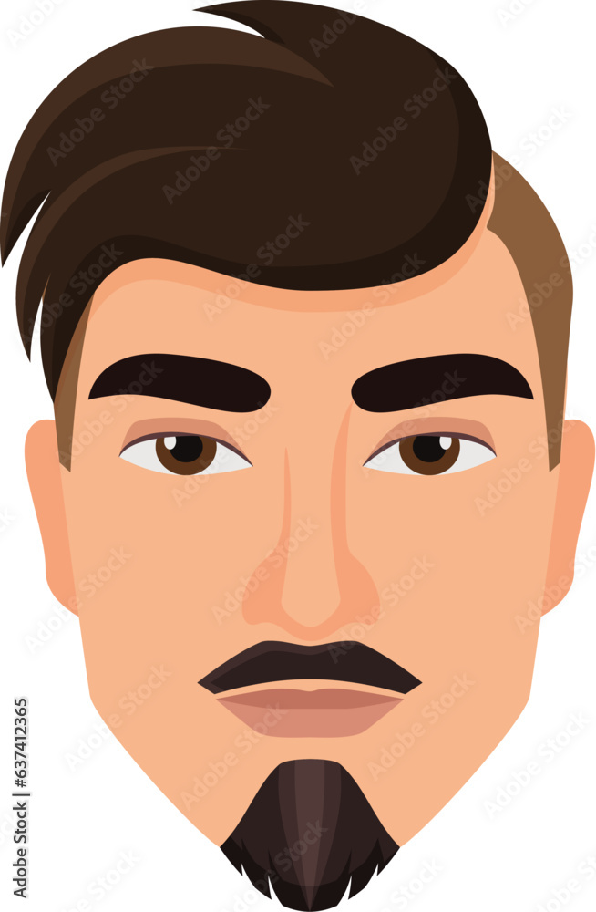 Hipster male haircut. Bearded guy with cool trendy hairdress vector isolated illustration Hipster male haircut. Bearded guy with cool trendy hairdress vector isolated illustration