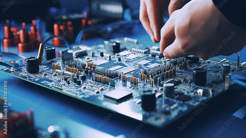 High-tech automated assembly line for circuit board installation and quality control in PCB manufacturing High-tech automated assembly line for circuit board installation and quality control in PCB manufacturing