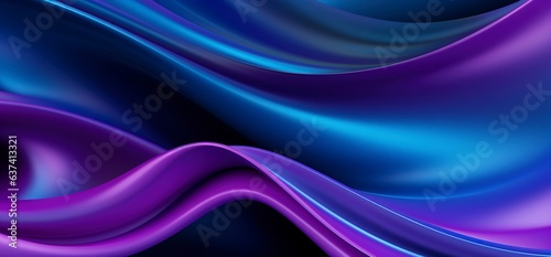 A captivating blue and purple dark shiny satin silk swirl wave background banner