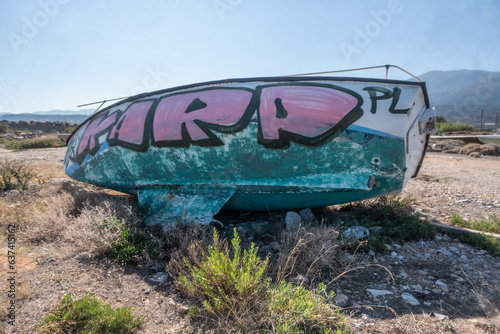Abandoned Old Boat by the Shore Malia Beach - Crete - July - 2023 © Alessandro Vecchi